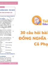 30 câu hỏi bài tập dạng bài ĐỒNG NGHĨA - TRÁI NGHĨA Cô Phạm Liễu